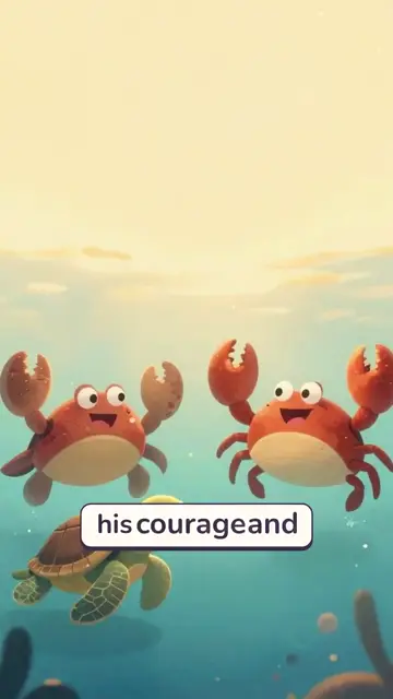 Friends and payoff: frame from the Shelly the brave turtle example